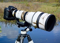 The awesome 400mm ED FL lens mounted on a Nikon DSLR